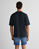 GANT Erkek Siyah Relaxed Fit Bisiklet Yaka Logolu T-Shirt