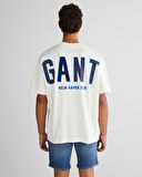 GANT Erkek Krem Relaxed Fit Bisiklet Yaka Logolu T-Shirt