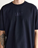 GANT Erkek Lacivert Relaxed Fit Bisiklet Yaka Logolu T-Shirt