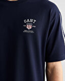 GANT Erkek Lacivert Relaxed Fit Bisiklet Yaka Logolu T-Shirt