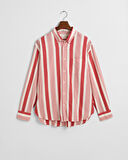 GANT Erkek Kırmızı Relaxed Fit Düğmeli Yaka Çizgili Gömlek