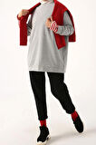 Gri Melanj-Reglan Kol Sweat
