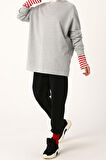 Gri Melanj-Reglan Kol Sweat