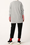Gri Melanj-Reglan Kol Sweat