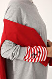 Gri Melanj-Reglan Kol Sweat