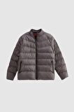 Slim Fit Gri Rüzgar Geçirmez Elyaf Dolgulu Mont 1HF07ORT01940