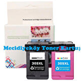 HP 305XL-3YM62AE+3YM63AE (DeskJet 2710-2720-2721-2722-2723-2724-4110-4120-4122-4130-ENVY 6010-6020-6022-6030-6032-6420-6422-6430-6432) 1 Takım Muadil Kartuşu