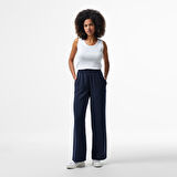 Nautica Kadın Lacivert Regular Fit Keten Karışımlı Pantolon