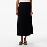 Nautica Kadın Siyah Regular Fit Keten Karışımlı Etek