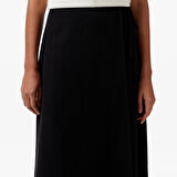 Nautica Kadın Siyah Regular Fit Keten Karışımlı Etek