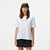 Nautica Kadın Beyaz Regular Fit Baskılı T-Shirt