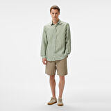 Nautica Erkek Yeşil Classic Fit Çizgili Keten Gömlek