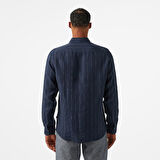 Nautica Erkek Lacivert Classic Fit Çizgili Gömlek