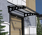 Metal Taşıyıcılı Kapı Üstü Pratik Sundurma Siyah - Şeffaf Levha 100 x 70 Md1