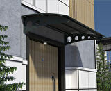 Metal Taşıyıcılı Kapı Üstü Pratik Sundurma Antrasit - Siyah Levha 150 x 80 Md1