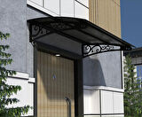 Metal Taşıyıcılı Kapı Üstü Pratik Sundurma Siyah - Siyah Levha 180 x 80 Md2