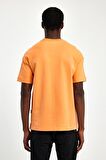 Explode - Erkek Oversize Fit %100 Pamuk Kalın Dokulu Turuncu T-shirt 