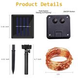 Schulzz Solar Güneş Enerji Dış Bahçe 8 Modlu 20 Metre Düz 200 Led Aydınlatma