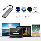 Novoo Type-C to 2*USB-A 3.0 PD 100W 4K HDMI TF SD Kart Okuyucu Dönüştürücü HUB