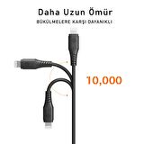 Novoo Type-C iPhone Lightning Hızlı Şarj Kablosu Siyah 1.8 Metre
