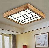 Ahşap Çerçeve Tavan Led Aydınlatma Avize 60x60cm Salon Yatak Mutfak Balkon Beyaz 6500k Işık BEYAZ