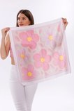 Pembe Rüya Çiçekleri Model Fular Bandana Şal Estascarf 70x70 Cm