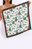 Yeni Sezon Yılbaşı Desenli Bandana Fular Yeni Yıl Hediyesi Şal Estascarf 70x70 Cm