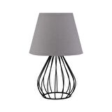North Home Siyah Metal Kafes Gövdeli Konik Kumaş Başlıklı Abajur