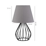 North Home Siyah Metal Kafes Gövdeli Konik Kumaş Başlıklı Abajur