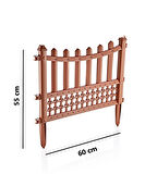 Omnipazar SY-5998 Elite Plastik Dekoratif Bahçe Çiti 4'lü Set 60x55 cm Kahverengi