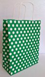KRAFT KAĞIT ÇANTA YEŞİL PUANLI 25CM X 30CM - 1 ADET
