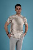 SLİMFİT ÇİZGİLİ ÖRGÜ PAMUKLU ERKEK T-SHİRT