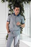 ECER REGULAR FİT SUPERFİNE PAMUK POLO YAKA DESENLİ ERKEK T-SHİRT