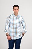 DORSS REGULAR FİT PAMUKLU YAKA DÜĞMELİ EKOSELİ PREMİUM SERİSİ ERKEK GÖMLEK