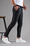 SLİMFİT DAR PAÇA BELİ İPLİKLİ DOKULU KIŞLIK KUMAŞ PANTOLON