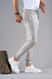 SLİMFİT DAR PAÇA BELİ LASTİKLİ İPLİKLİ LİKRALI JOGGER PANTOLON