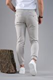 SLİMFİT DAR PAÇA BELİ LASTİKLİ İPLİKLİ LİKRALI JOGGER PANTOLON
