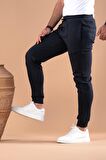 SLİMFİT DAR PAÇA BELİ LASTİKLİ İPLİKLİ LİKRALI JOGGER PANTOLON