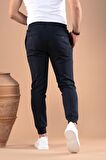 SLİMFİT DAR PAÇA BELİ LASTİKLİ İPLİKLİ LİKRALI JOGGER PANTOLON