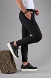 SLİMFİT DAR PAÇA BELİ LASTİKLİ İPLİKLİ LİKRALI JOGGER PANTOLON
