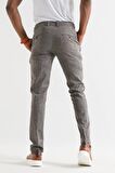 Slimfit Çizgili Beli Lastikli İplikli Yazlık İnce Linen Kumaş Duble Paça Erkek Keten Pantolon
