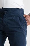 Çift Pileli Regular Fit Beli Lastikli İplikli Yazlık İnce Kumaş Erkek Jogger Pantolon