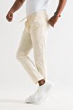 Çift Pileli Regular Fit Beli Lastikli İplikli Yazlık İnce Kumaş Erkek Jogger Pantolon