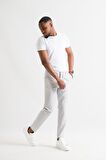 Slimfit Çizgili Beli Lastikli İplikli İnce Kumaş Erkek Yazlık Jogger pantolon