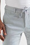 Slimfit Çizgili Beli Lastikli İplikli Duble Ve Boru Paça Yazlık Erkek Jogger Pantolon