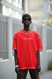 Oversize Bisiklet Yaka Baskılı Ve Zikzak Dikiş Detaylı Erkek Yazlık T-shirt