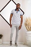 Polo Yaka Dynamıc Fit Baskı Desenli Çıt Çıt Detaylı Kısa Kol Erkek Yazlık T-shirt