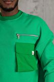 Oversize 3 İplik Bisiklet Yaka Torba Cepli İçi Polarlı Basic Sweatshirt