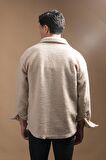 Oversize Düğme Kapamalı Kışlık Erkek Peluş Gömlek