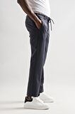 Slimfit Beli Lastikli Ve İplikli Polyamid Hafif Parlak Kışlık Kumaş Erkek Jogger Pantolon
